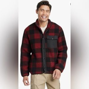 GOODFELLOW Men’s Buffalo Plaid Faux Shearling Button Down Jacket Size Small